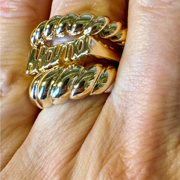 Set of three rings from Anthropologie. 14K gold plate, one with the word “mama.” - Picture 4 of 4